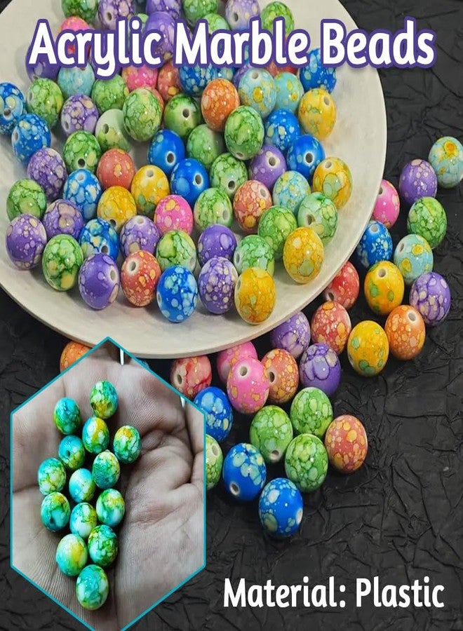 INDIKONB Acrylic Marble Beads 8mm, Multicolour Mix, 250pcs for DIY Jewelry Making, Crafts, Bracelets, Necklaces - Mix Color Series - Image 3
